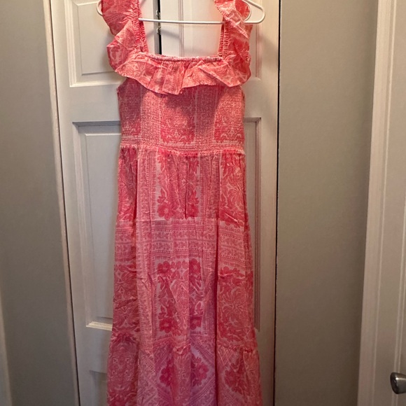 NWT VINEYARD VINES SMOCKED RUFFLE DRESS SIZE M CORA TILE MEDIUM - Picture 9 of 11